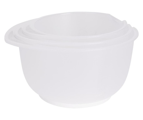 Set 3 boluri mixare Excellent Houseware, plastic, 16/19/22x12 cm, transparent/alb