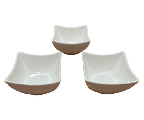 Három darabos Excellent Houseware tálalótál készlet, porcelán, 9x5 cm, fehér