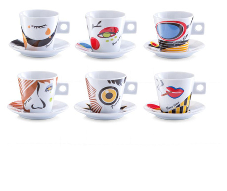 Zestaw do serwowania espresso 12 sztuk Zeller-Bright Eyes, porcelana, multicolor