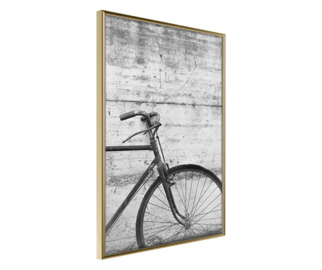 Plakát Artgeist - Bicycle Leaning Against the Wall - Arany keret - 20 x 30 cm