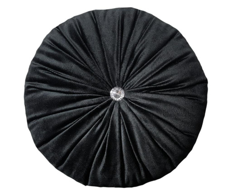 Perna decorativa, rotunda, catifea premium, negru, 33 cm, Fashion Story Home