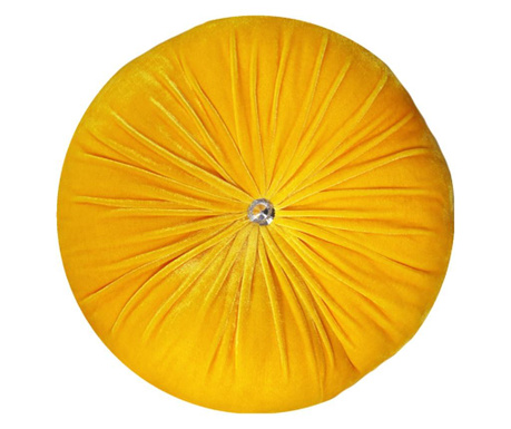 Perna decorativa, rotunda, catifea, galben sunny, 33 cm, Fashion Story Home