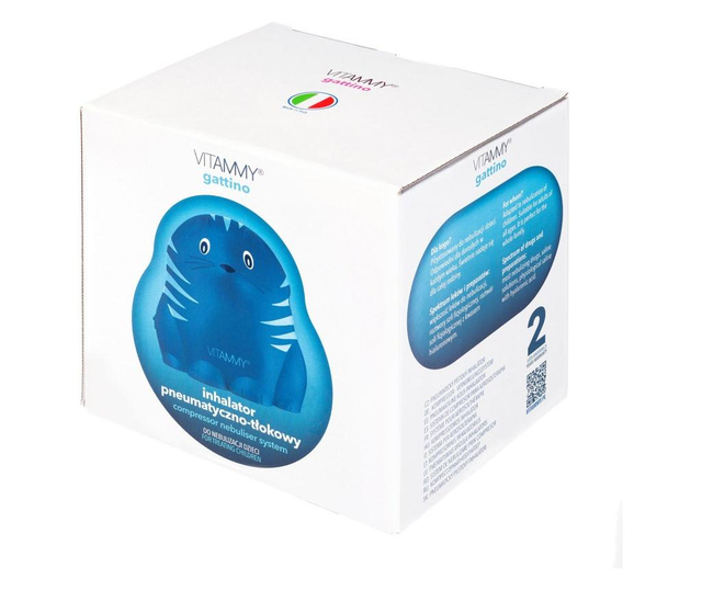 Инхалатор VITAMMY Gattino A1503, aерозолен апарат с компресор, комплект аксесоари, Син
