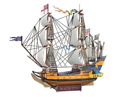 Nano puzzle 3d, rovezone, metalic, educativ, color, model corabie battleship victory of the british empire