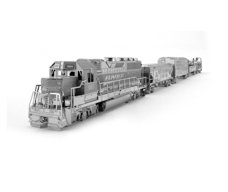 Nano puzzle 3d, metalic, educativ, model tren(locomotiva cu 4 vagoane)