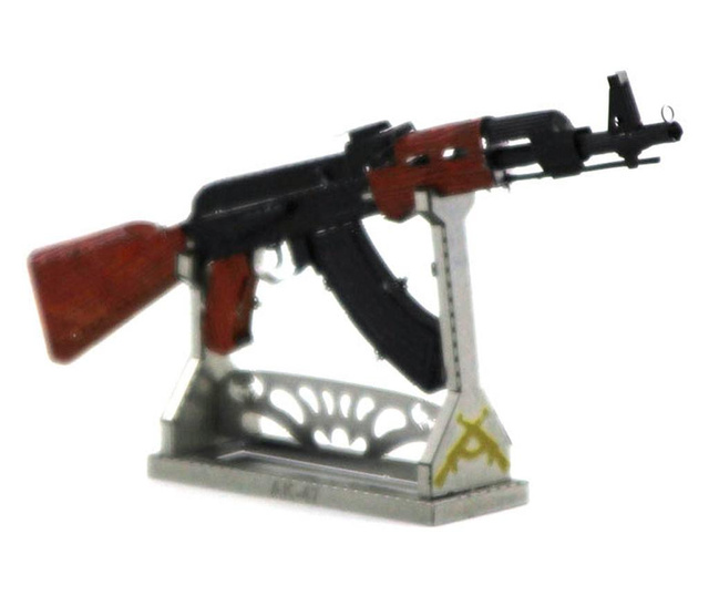 Nano puzzle metalic, 3d, rovezone, educativ, color, pistol mitraliera ak47