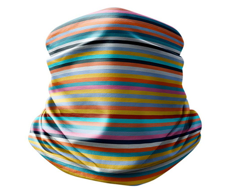 Esarfa circulara tip guler handmade pentru toate sezoanele, abstract dungi usoare, multicolor, 40x25 cm Mulewear Abstract 2022 C