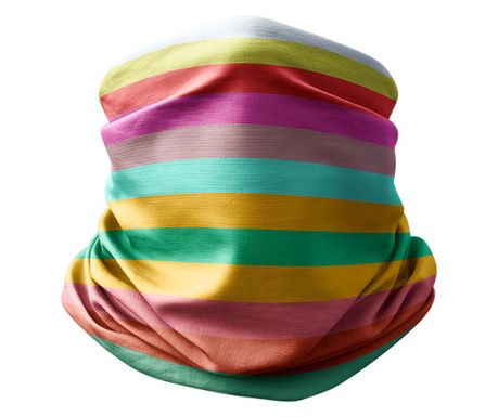 Esarfa circulara tip guler handmade pentru toate sezoanele, abstract curcubeu, multicolor, 40x25 cm Mulewear Abstract 2022 Colle