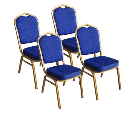 Raki set 4 scaune metalice culoare albastra pentru evenimente, catering 45x51x92cm