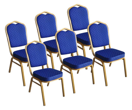 Raki set 6 scaune metalice culoare albastra pentru evenimente, catering 45x51x92cm
