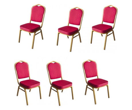 Raki set 6 scaune metalice culoare rosie pentru evenimente, catering 45x51x92cm