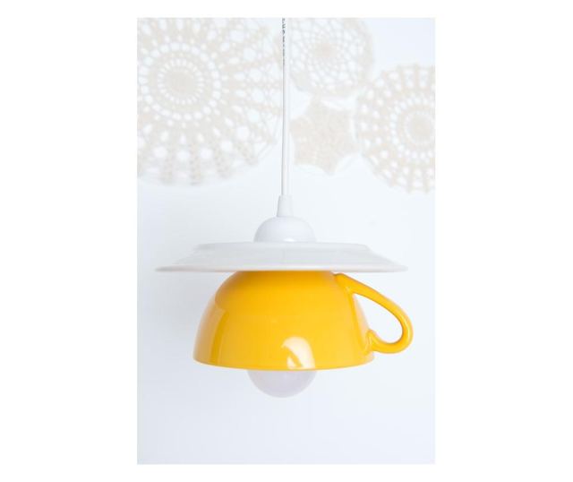 Pendul Afternoon tea E27, 1x60W, bol de supa + farfurie ceramica, galben