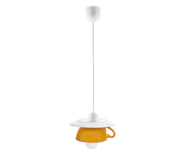 Pendul Afternoon tea E27, 1x60W, bol de supa + farfurie ceramica, galben