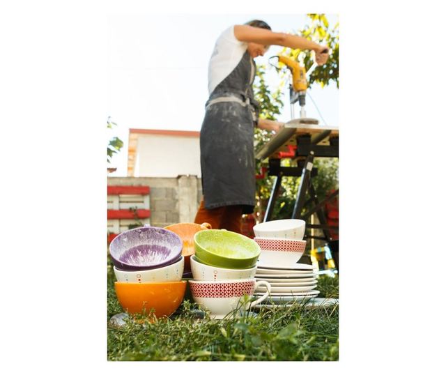 Pendul Afternoon tea E27, 1x60W, bol de supa + farfurie ceramica, galben