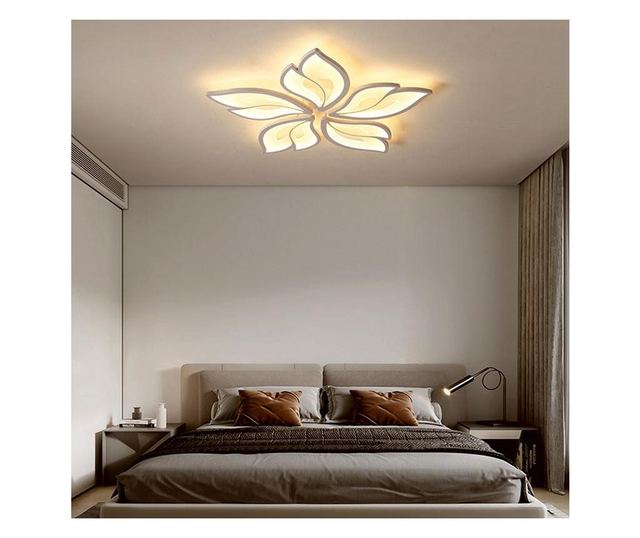 Lustra LED RFAN, Model K137-5, cu Telecomanda, 3 Tipuri de Lumina, Intensitate Reglabila, 120W, Alb
