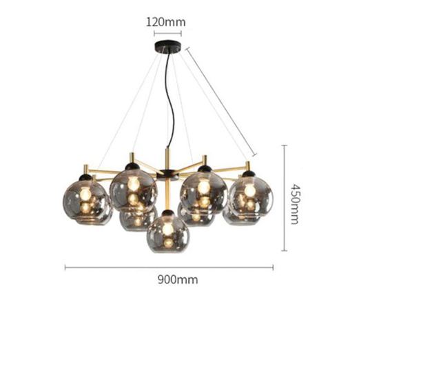 Lustra Tip Pendul RFAN, Model D9645-7, cu 7 Abajururi, 100 W, Negru/Auriu