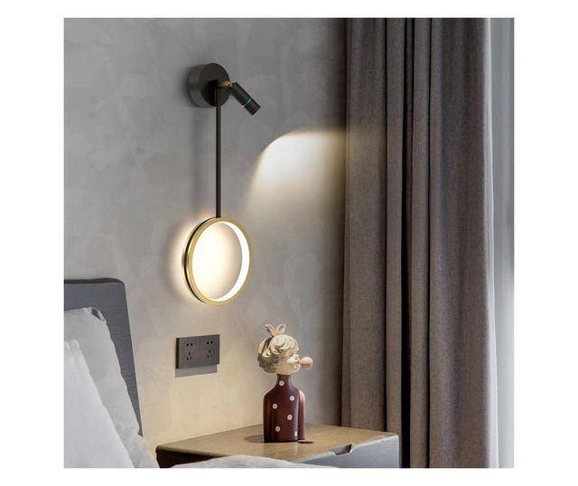 Aplica LED RFAN, Model B93, 3 Tipuri de Lumina, 30W, Negru/Auriu