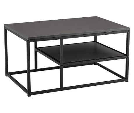 Barmio sivi mdf stolić za kavu s crnim metalnim nogama 90x60x45 cm