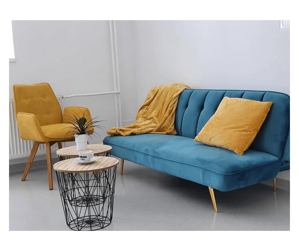 NANCER MDF естествен плот черна метална странична маса 40x40x40 см - 3