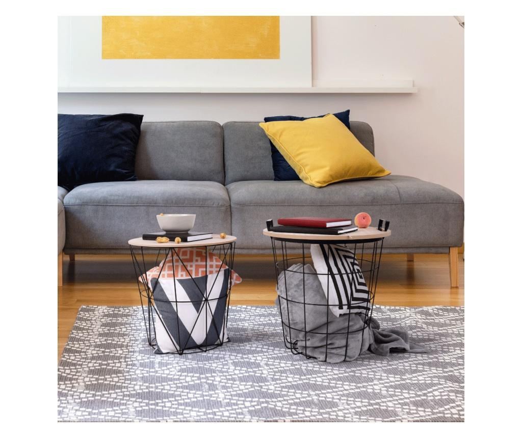 NANCER MDF естествен плот черна метална странична маса 40x40x40 см - 4