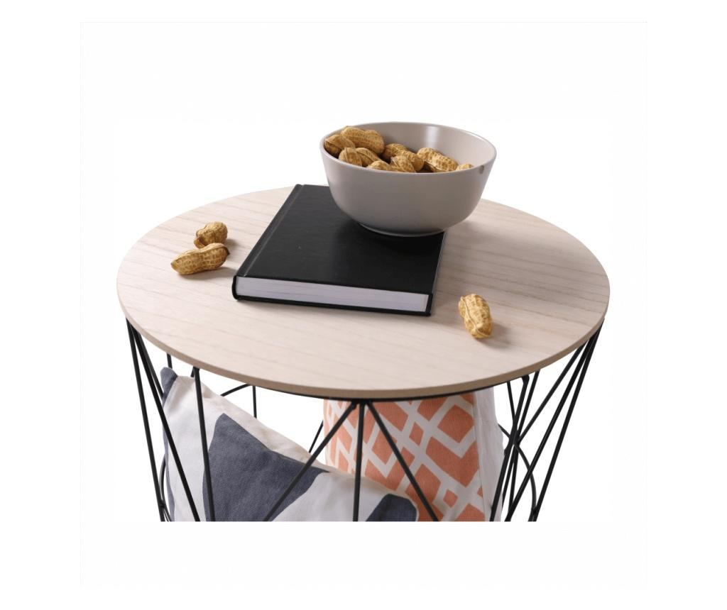 NANCER MDF естествен плот черна метална странична маса 40x40x40 см - 7