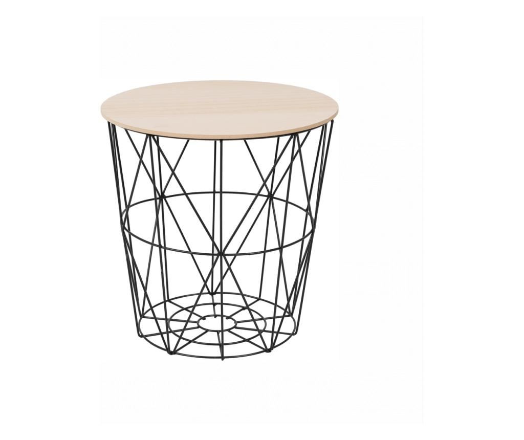 NANCER MDF естествен плот черна метална странична маса 40x40x40 см - 9