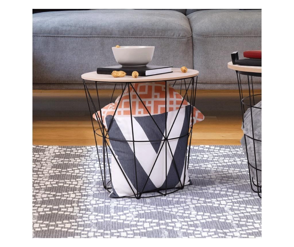 NANCER MDF естествен плот черна метална странична маса 40x40x40 см - 10