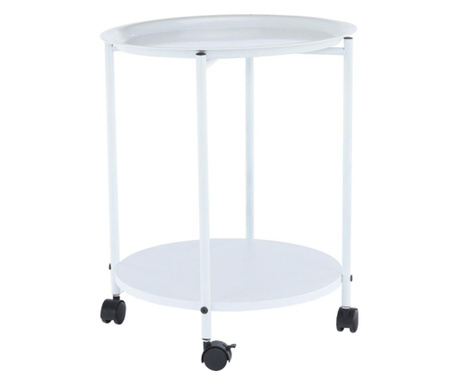 Hordozható asztal mdf és fehér fém kerekekkel DERIN 44x53 cm