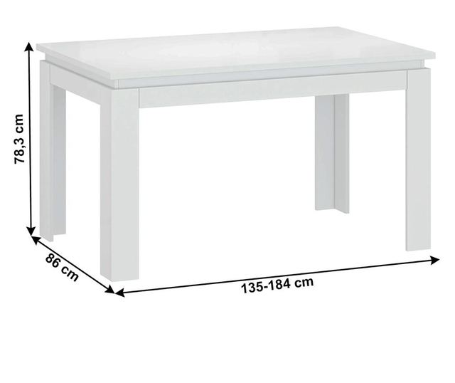 Lindy fehér MDF asztal 184x86x78 cm