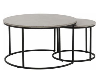 Set od 2 stolića mdf sivi metal crni Iklin 80x45 cm, 50x40 cm