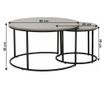 Set od 2 stolića mdf sivi metal crni Iklin 80x45 cm, 50x40 cm