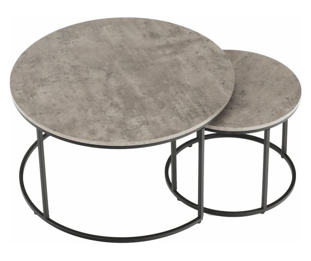 Set od 2 stolića mdf sivi metal crni Iklin 80x45 cm, 50x40 cm