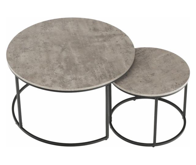 Set od 2 stolića mdf sivi metal crni Iklin 80x45 cm, 50x40 cm