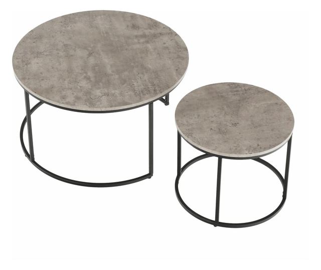 Set od 2 stolića mdf sivi metal crni Iklin 80x45 cm, 50x40 cm
