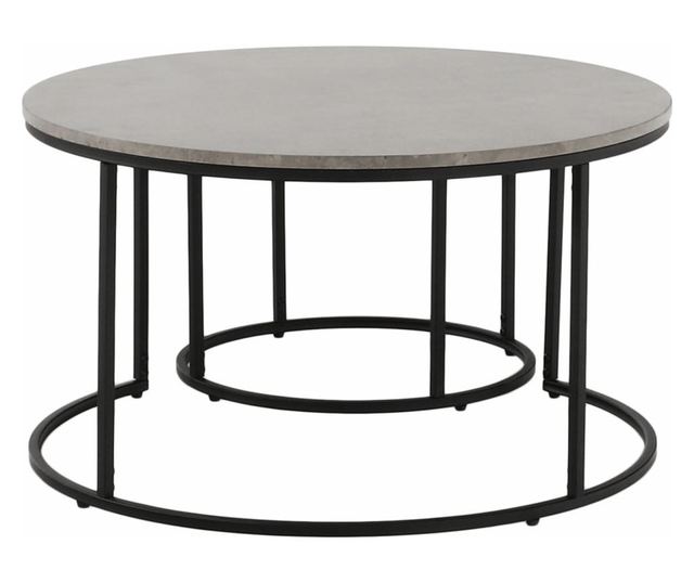 Set od 2 stolića mdf sivi metal crni Iklin 80x45 cm, 50x40 cm