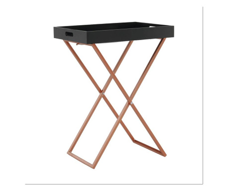 Asztal fekete mdf tálalóval és natúr fa lábakkal Masino 48x34x62 cm