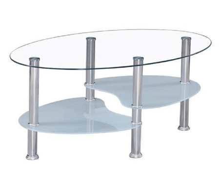 Масичка за кафе wave, с крака стомана и етажерки стъкло, 90x55x41 см
