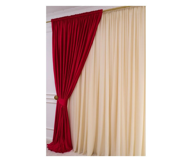 Кадифена завеса, червена, с rejansa, уни, непрозрачна, 140x250