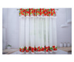 Konyhai függöny, fehér pamut virágmintával (pipacsok), fehér csipkével, rejansa 6 cm, 300x160