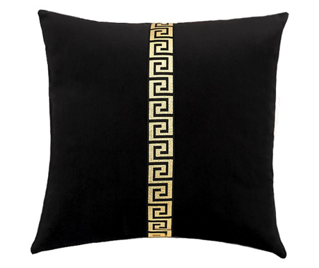 Декоративна възглавница от черно кадифе 45/45 със златни детайли