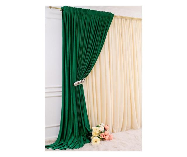 Draperie din catifea, verde smarald, cu rejansa, uni , opaca, 140x250