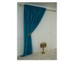 Set de 2 draperii, catifea cu rejansa, uni, opace, turcoaz, 200x250 cm