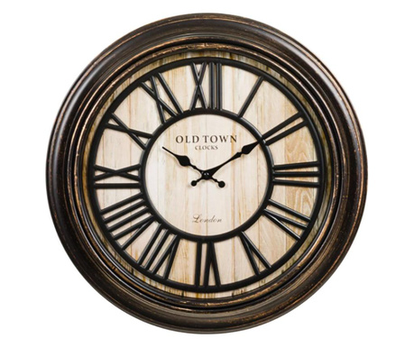Стенен часовник felis, Винтидж, Римски цифри, 50 х 5.5 см, Черен/Бронз