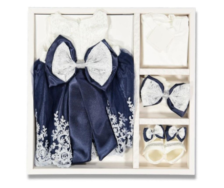 Set rochita de botez pentru fetita, albastru  0-12