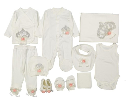 Set cadou nou-nascut, Coccoo Bebe, 0-3 luni, 56 cm, 10 piese, bumbac organic  0-12
