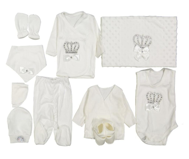 Set cadou nou-nascut, Coccoo Bebe, 0-3 luni, 56 cm, 10 piese, bumbac organic  0-12