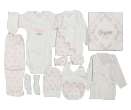 Set cadou nou-nascut, Coccoo Bebe, 0-3 luni, 56 cm, 10 piese, bumbac organic