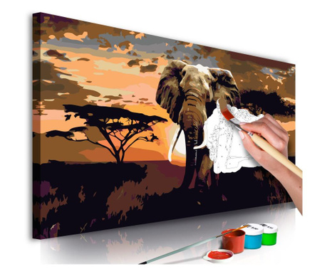 Malování podle čísel Artgeist - Elephant in Africa (Brown Colours) - 80 x 40 cm