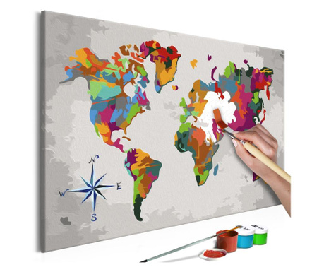 Malování podle čísel Artgeist - World Map (Compass Rose) - 60 x 40 cm
