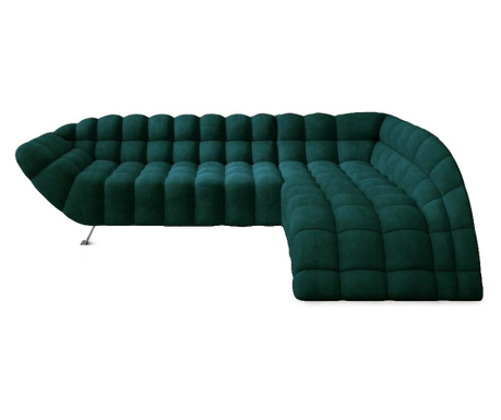 Coltar fix Carina, Lider Furniture, catifea, verde smarald, 278 cm x 182 cm latime x 86 cm, sezlong dreapta